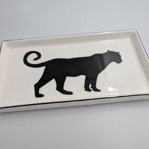 Black and White Cat Silhouette Trinket Tray